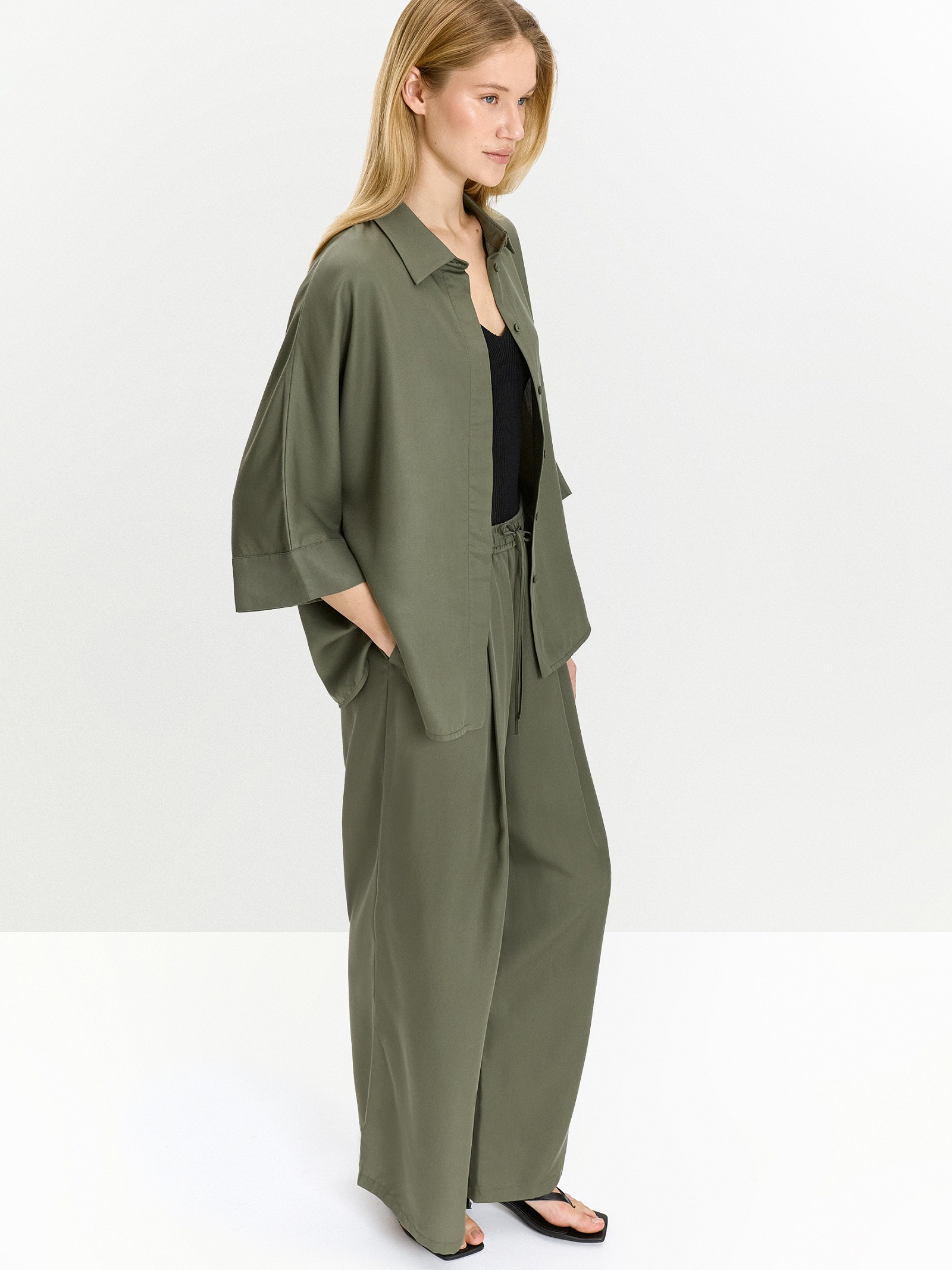 Брюки из 100% тенсела на резинке